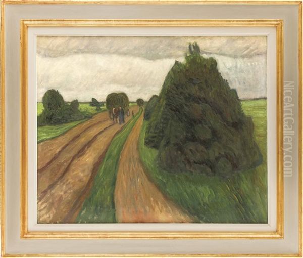 Heuernte (busch-weg) (+ An Der Wumme, Verso) Oil Painting by Otto Modersohn