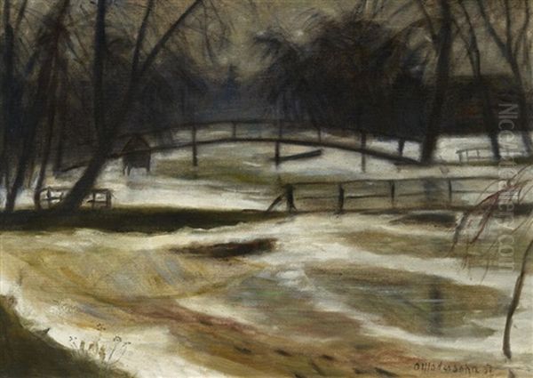 Tauwetter (winter An Der Schleuse) Oil Painting by Otto Modersohn