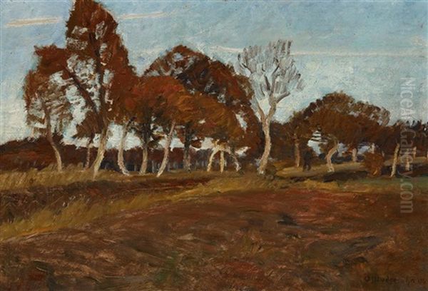 Herbstlicher Birkenweg Im Moor Oil Painting by Otto Modersohn