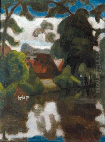 Morgen An Der Wumme (morning By The River Wumme) Oil Painting by Otto Modersohn