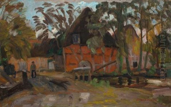 An Der Wassermuhle In Fischerhude Oil Painting by Otto Modersohn