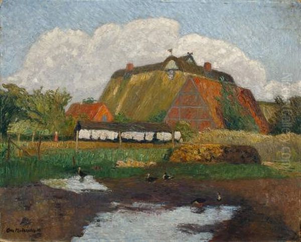 Alte Hauser Oil Painting by Otto Modersohn