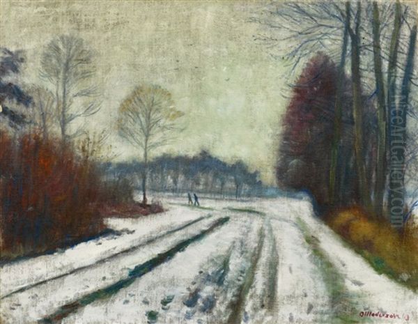 Winterlandschaft, Weg Nach Surheide Oil Painting by Otto Modersohn