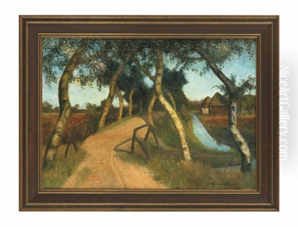 Sandweg Mit Birken Oil Painting by Otto Modersohn