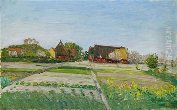 Felder Bei Fischerhude. Verso, Commenced Study: Fischerhuder Hofplatz Oil Painting by Otto Modersohn