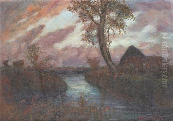 Fluslandschaft Oil Painting by Otto Modersohn