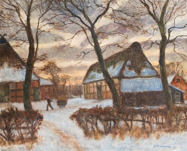 Fischerhuder Bauernhof Im Winter Oil Painting by Otto Modersohn