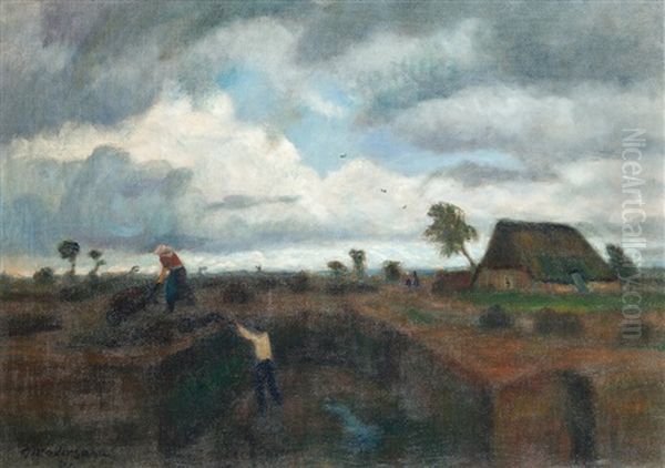 Torfstecher Im Teufelsmoor Oil Painting by Otto Modersohn