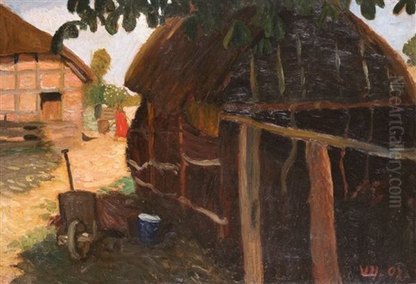 Worpsweder Bauernhof Oil Painting by Otto Modersohn