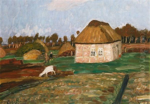 Moorkate Mit Ziege Oil Painting by Otto Modersohn