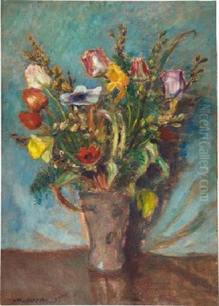 Sommerblumenstraus Oil Painting by Otto Modersohn