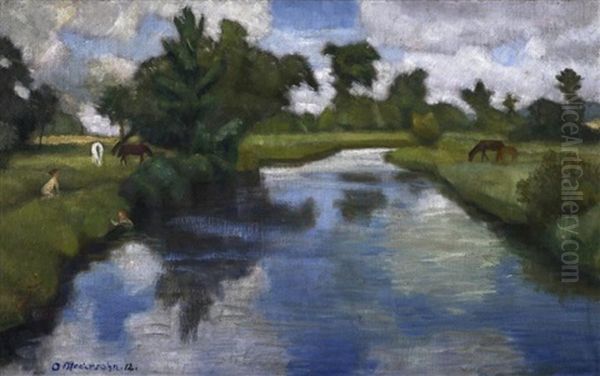 Sommertag An Der Wumme Oil Painting by Otto Modersohn