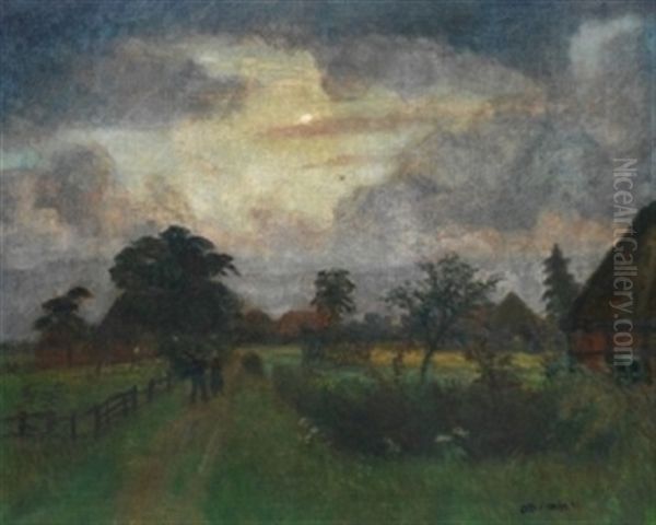 Mond - Felder Bei Neveln Oil Painting by Otto Modersohn