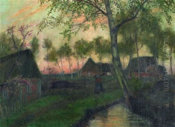 Fruhlingsabend Oil Painting by Otto Modersohn