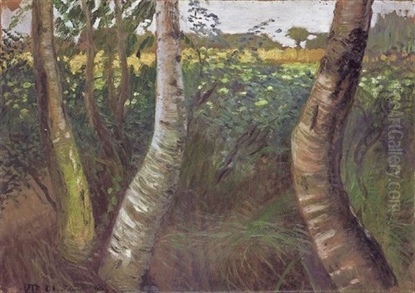 Drei Birken Oil Painting by Otto Modersohn