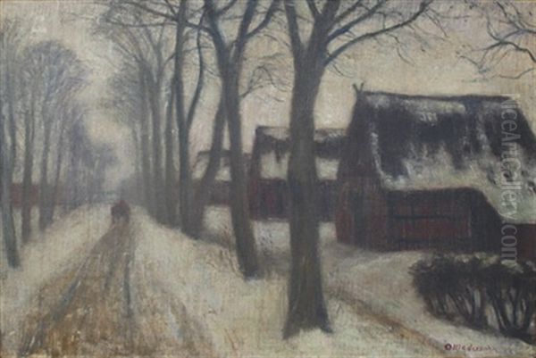 Strase In Wilhelmshausen (ortsteil Fischerhudes) Bei Tauwetter by Otto Modersohn