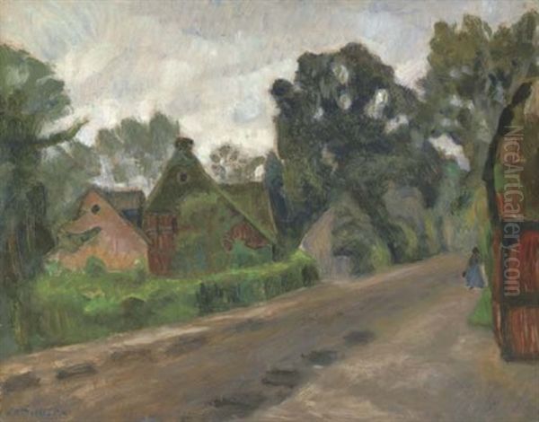 Dorfstrasse Oil Painting by Otto Modersohn