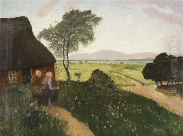 Feierabend Oil Painting by Otto Modersohn