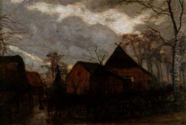 Abend In Fischerhude Oil Painting by Otto Modersohn