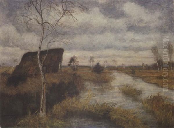 Spatherbst Im Moor Oil Painting by Otto Modersohn