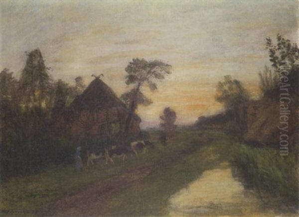 Abendstimmung Im Moor Oil Painting by Otto Modersohn