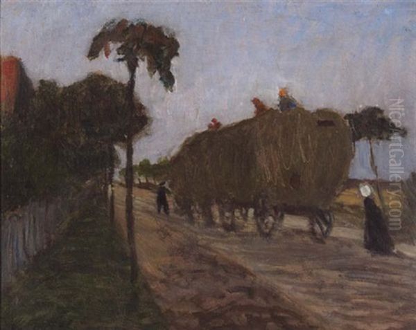 Erntewagen In Worpswede Oil Painting by Otto Modersohn