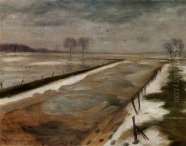 Tauschnee An Der Wumme Oil Painting by Otto Modersohn