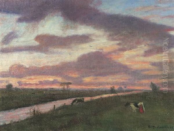 Abend An Der Wumme Oil Painting by Otto Modersohn