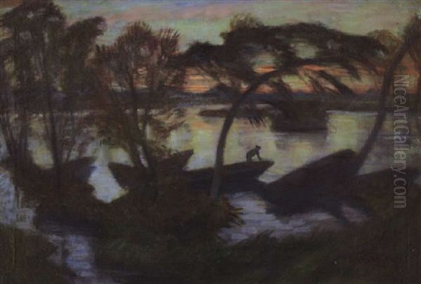 Boote Auf Der Wumme Oil Painting by Otto Modersohn