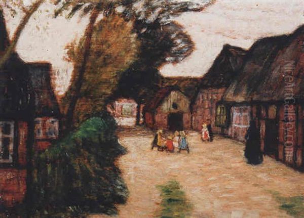 Dorfstrasse In Fischerhude Oil Painting by Otto Modersohn