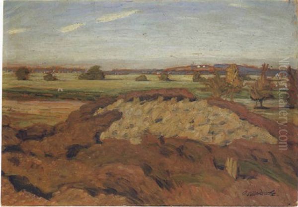 Heide- Und Wiesenlandschaft Oil Painting by Otto Modersohn