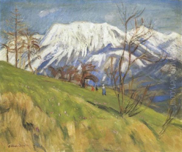 Marzsonne Am Gailenberg - Iseler Im Schnee Oil Painting by Otto Modersohn