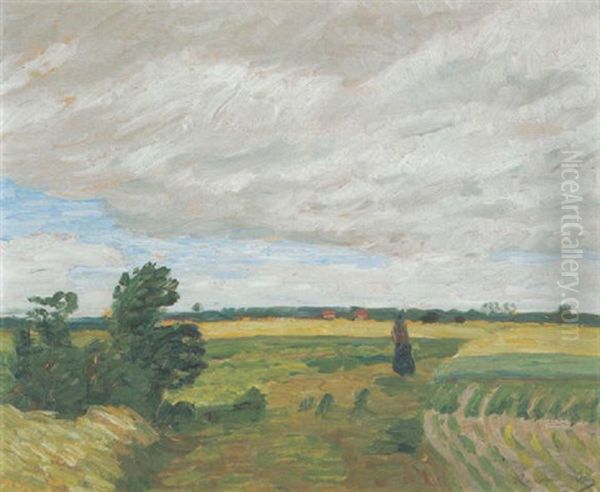 Sommertag Bei Fischerhude Oil Painting by Otto Modersohn