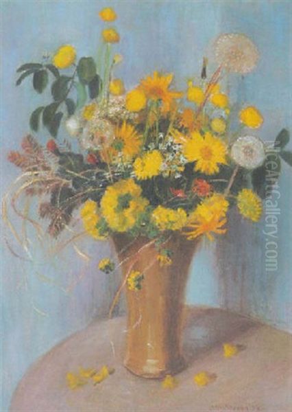 Gelber Wiesenblumenstraus Oil Painting by Otto Modersohn