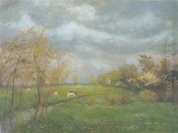 Fruhling In Fischerhude (gewitterstimmung Bei Bohling) Oil Painting by Otto Modersohn