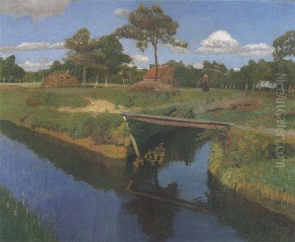 Sommer Am Moorgraben Oil Painting by Otto Modersohn