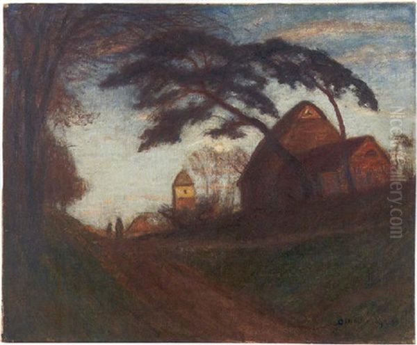 Abend In Worpswede Oil Painting by Otto Modersohn