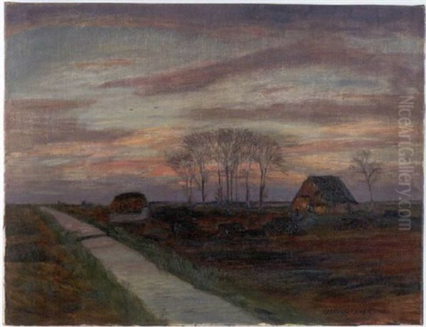 Fruhling Im Moor - Abend Oil Painting by Otto Modersohn