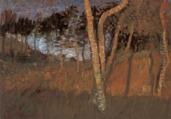 Birken In Der Herbstsonne Oil Painting by Otto Modersohn