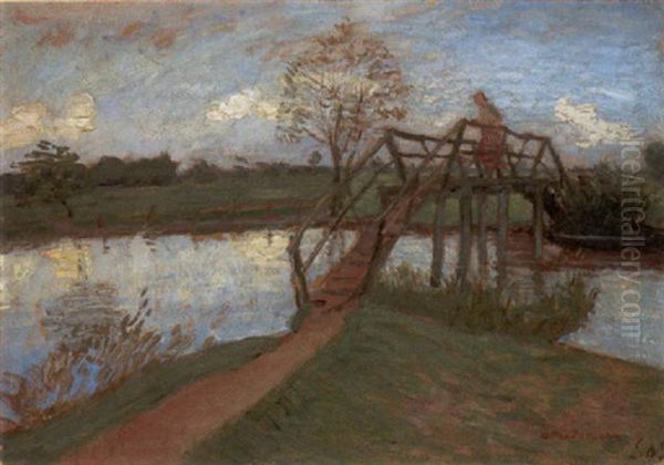 Wummesteg In Fischerhude Oil Painting by Otto Modersohn