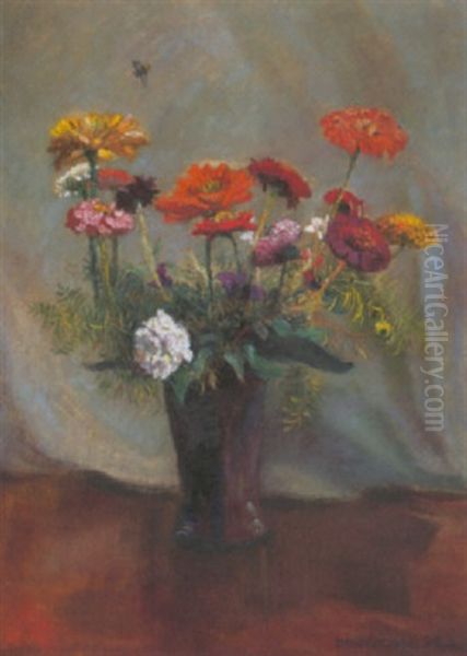 Straus Mit Zinnien Oil Painting by Otto Modersohn