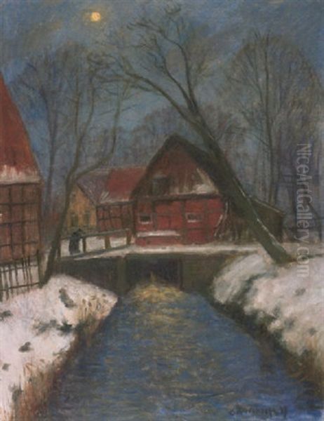 Winterabend In Fischerhude by Otto Modersohn