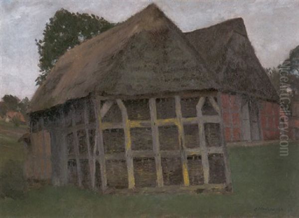 Scheunen Im Abendlicht Oil Painting by Otto Modersohn