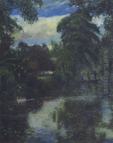 Sommertag Auf Der Wumme - Blick Auf Den Muhlenstreek Oil Painting by Otto Modersohn