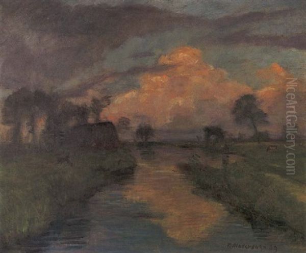 Abend An Der Wumme Oil Painting by Otto Modersohn