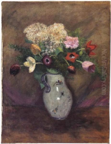 Blumen Im Bauernkrug Oil Painting by Otto Modersohn