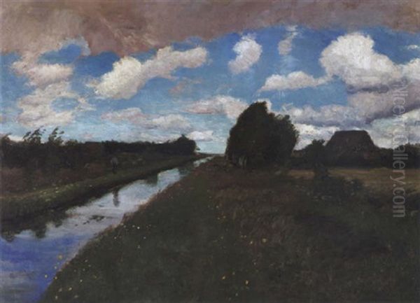 Worpsweder Landschaft Mit Moorkanal Oil Painting by Otto Modersohn