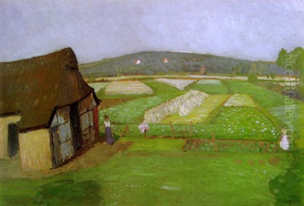 Felder Bei Worpswede Mit Weyerberg Oil Painting by Otto Modersohn