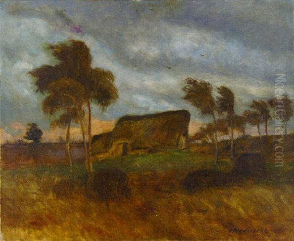 Schafstall In Der Heide Oil Painting by Otto Modersohn