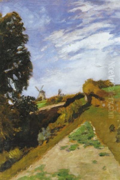 Tecklenburger Landschaft Mit Windmuhle Oil Painting by Otto Modersohn